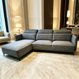 L-Shape Fabric Sofa With Adjustable Headrest