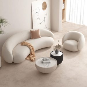 Curved Design Fabric Sofa