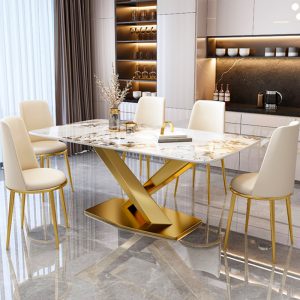 Designer Glossy Sintered Stone Dining Table