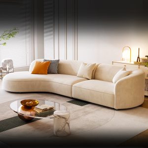 Curved Pet Friendly Fabric Sofa