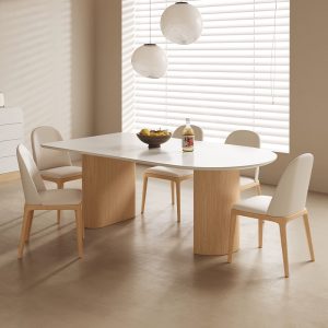 Wooden Leg Sintered Stone Dining Table